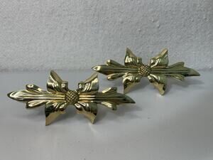 JCPenny Vintage Ornate Solid Brass Curtain Drape Tie Back Set Made in India NEW